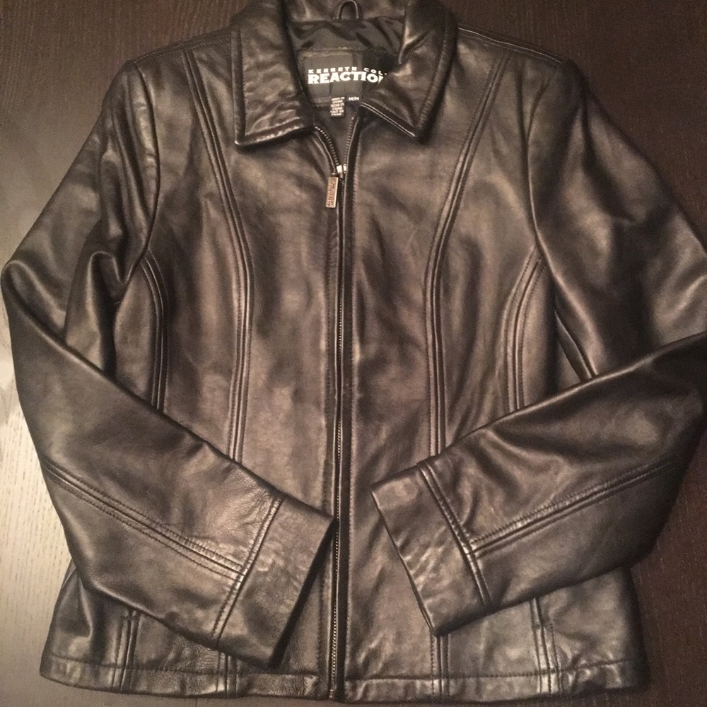 NWOT Kenneth Cole Reaction Leather Jacket - Picture 1 of 8